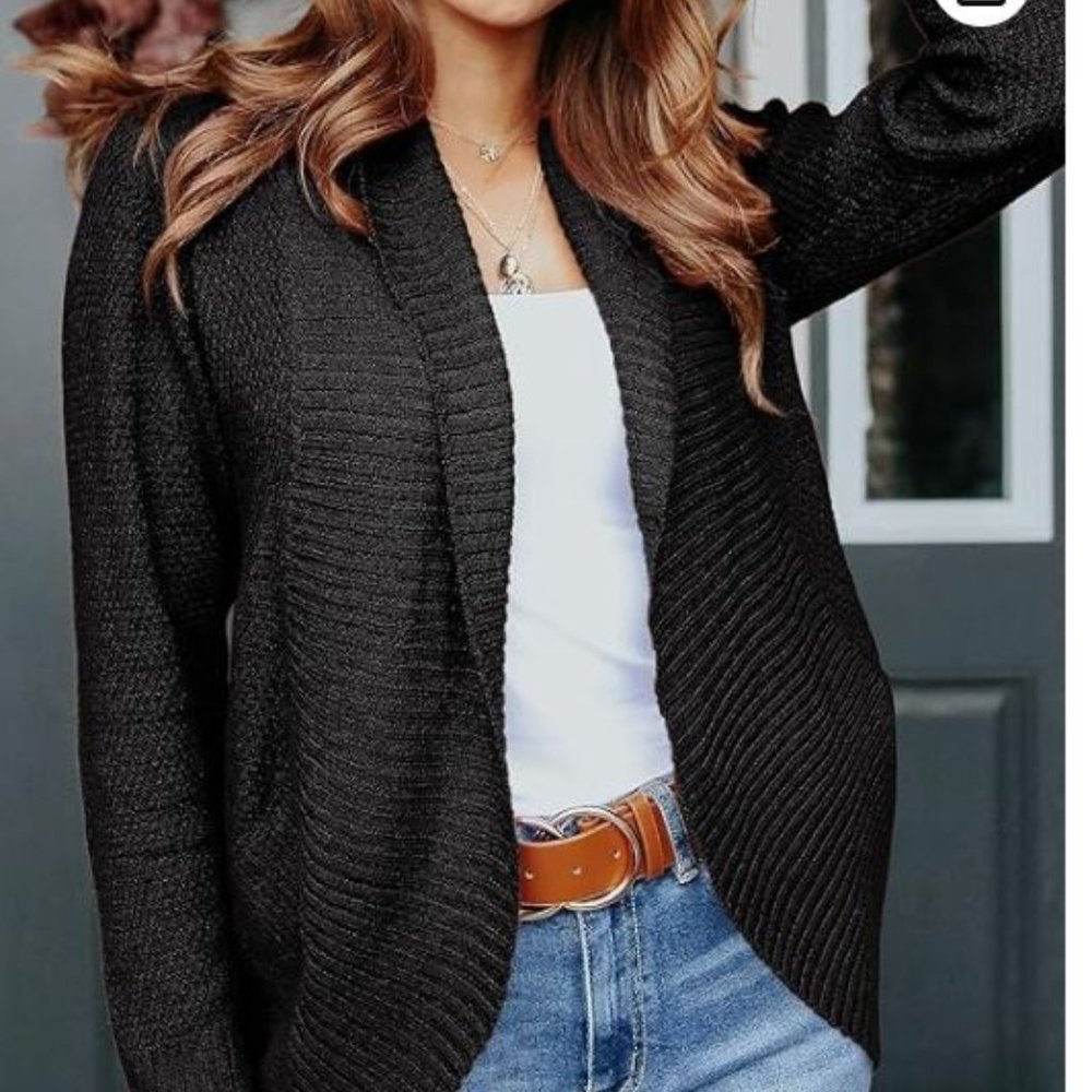 Open Front Shawl Neck Cardigan